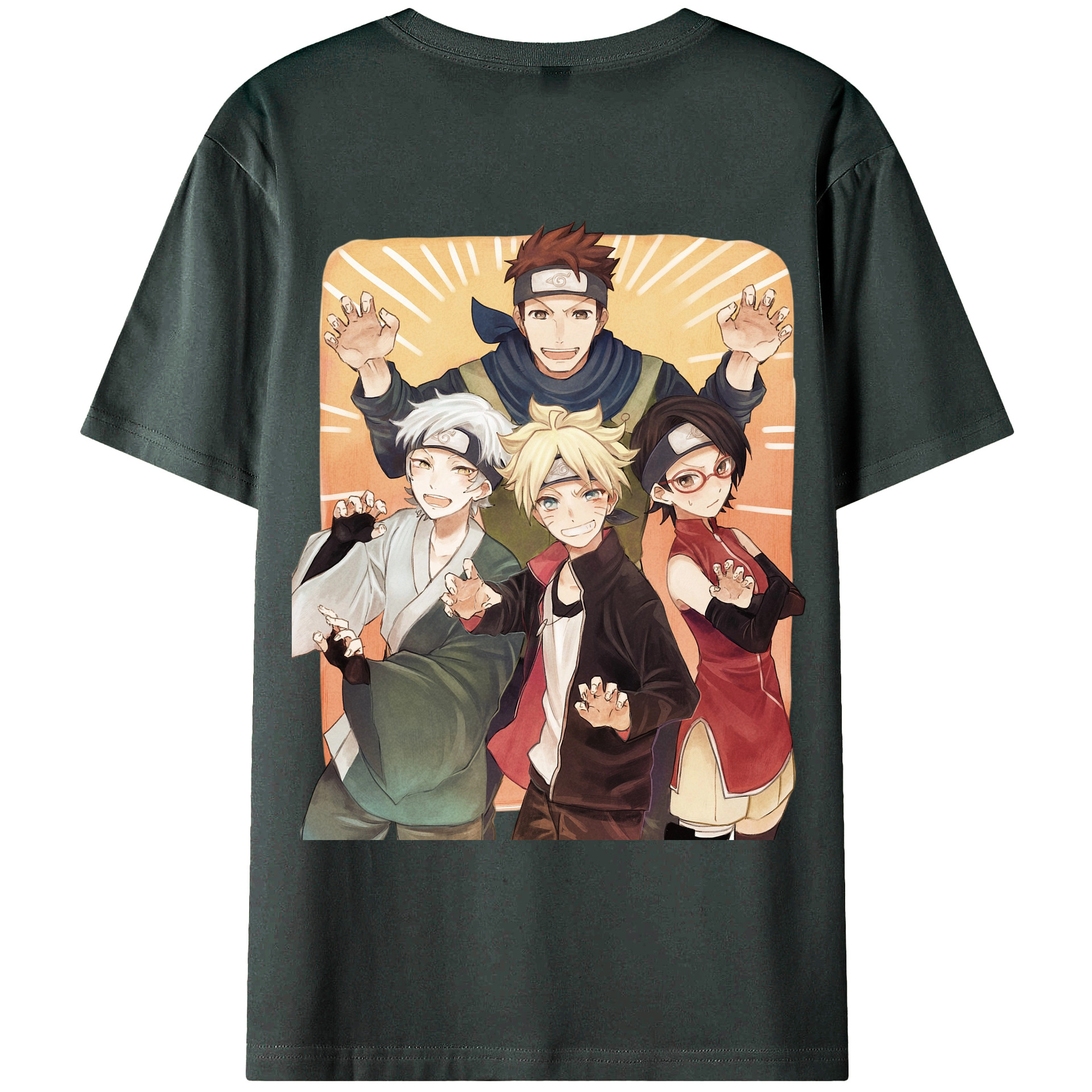 （画像用） NARUTO -ナルト- うちは サラダ Uchiha Sarada 綿100％ メンズ半袖Tシャツ（バックプリント） 通気性